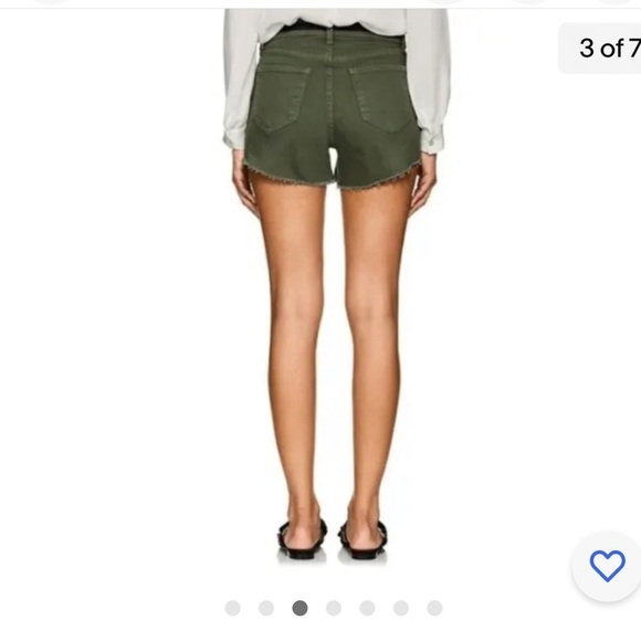 L’AGENCE High Rise Khaki Green Cut off Ryland Denim Shorts - Picture 2 of 7